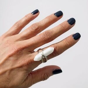 2/$15 ❄️ Quartz Point Silver Tone Metal Band Fashion Ring Women's Size‎ 8